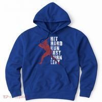 Hit Hard Run Fast Turn Left Funny Baseball Player Cute Gift Hoodie thumb 0
