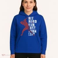 Hit Hard Run Fast Turn Left Funny Baseball Player Cute Gift Hoodie thumb 5