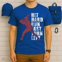Hit Hard Run Fast Turn Left Funny Baseball Player Cute Gift T-Shirt thumb 6