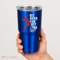Hit Hard Run Fast Turn Left Funny Baseball Player Cute Gift Tumbler thumb 2