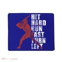 Hit Hard Run Fast Turn Left Funny Baseball Player Cute Gift Mousepad thumb 0