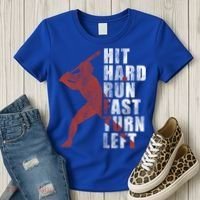 Hit Hard Run Fast Turn Left Funny Baseball Player Cute Gift Women's T-Shirt thumb 3