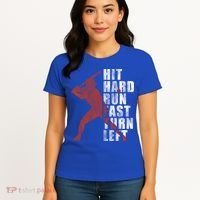 Hit Hard Run Fast Turn Left Funny Baseball Player Cute Gift Women's T-Shirt thumb 4