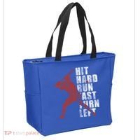 Hit Hard Run Fast Turn Left Funny Baseball Player Cute Gift Tote Bag thumb 2