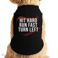 Hit Hard Run Fast Turn Left Funny Baseball Doggie Tank thumb 0