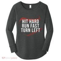 Hit Hard Run Fast Turn Left Funny Baseball Women's Perfect Tri Tunic Long Sleeve Shirt thumb 0