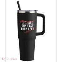 Hit Hard Run Fast Turn Left Funny Baseball 40oz Vacuum Insulated Stainless Steel Travel Tumbler thumb 0
