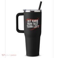 Hit Hard Run Fast Turn Left Funny Baseball 40oz Vacuum Insulated Stainless Steel Travel Tumbler thumb 2