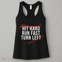 Hit Hard Run Fast Turn Left Funny Baseball Women's Tank Top thumb 3