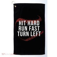 Hit Hard Run Fast Turn Left Funny Baseball Golf Towel thumb 0