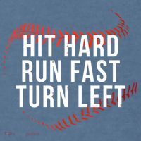 Hit Hard Run Fast Turn Left Funny Baseball Comfort Colors Garment-Dyed Hooded Sweatshirt thumb 2
