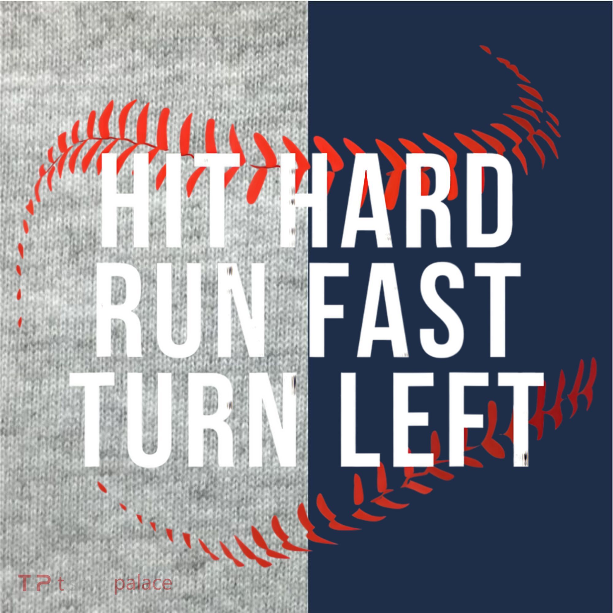 Hit Hard Run Fast Turn Left Funny Baseball Kids Colorblock Raglan Jersey
