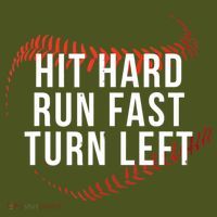 Hit Hard Run Fast Turn Left Funny Baseball The Baniff Cuffed Pom Beanie thumb 2