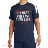Hit Hard Run Fast Turn Left Funny Baseball Sport-Tek Competitor United Soccer Jersey thumb 0
