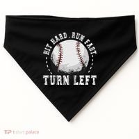 Hit Hard Run Fast Turn Left Baseball Player USA-Made Doggie Bandana thumb 0