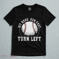 Hit Hard Run Fast Turn Left Baseball Player T-Shirt thumb 5