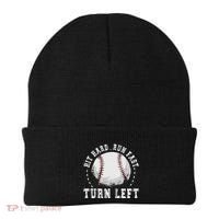 Hit Hard Run Fast Turn Left Baseball Player Beanie thumb 0