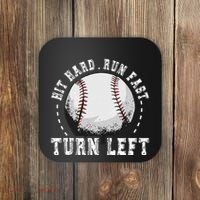 Hit Hard Run Fast Turn Left Baseball Player Coaster thumb 0