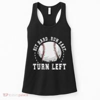 Hit Hard Run Fast Turn Left Baseball Player Women's Tank Top thumb 0