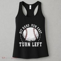 Hit Hard Run Fast Turn Left Baseball Player Women's Tank Top thumb 3