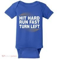Hit Hard Run Fast Turn Left Players Cool Gift Baby Bodysuit thumb 0