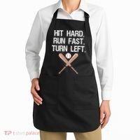 Hit Hard Run Fast Turn Left Baseball Softball Fan Apron thumb 2