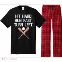 Hit Hard Run Fast Turn Left Baseball Softball Fan Pajama Set thumb 0
