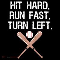 Hit Hard Run Fast Turn Left Baseball Softball Fan Mousepad thumb 1