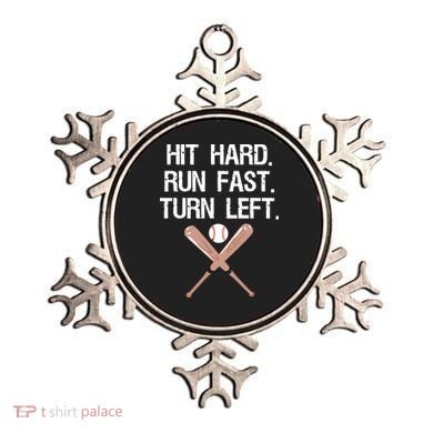 Hit Hard Run Fast Turn Left Baseball Softball Fan Ornament