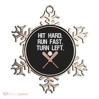 Hit Hard Run Fast Turn Left Baseball Softball Fan Ornament thumb 0