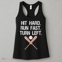 Hit Hard Run Fast Turn Left Baseball Softball Fan Women's Tank Top thumb 3
