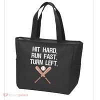Hit Hard Run Fast Turn Left Baseball Softball Fan Tote Bag thumb 3