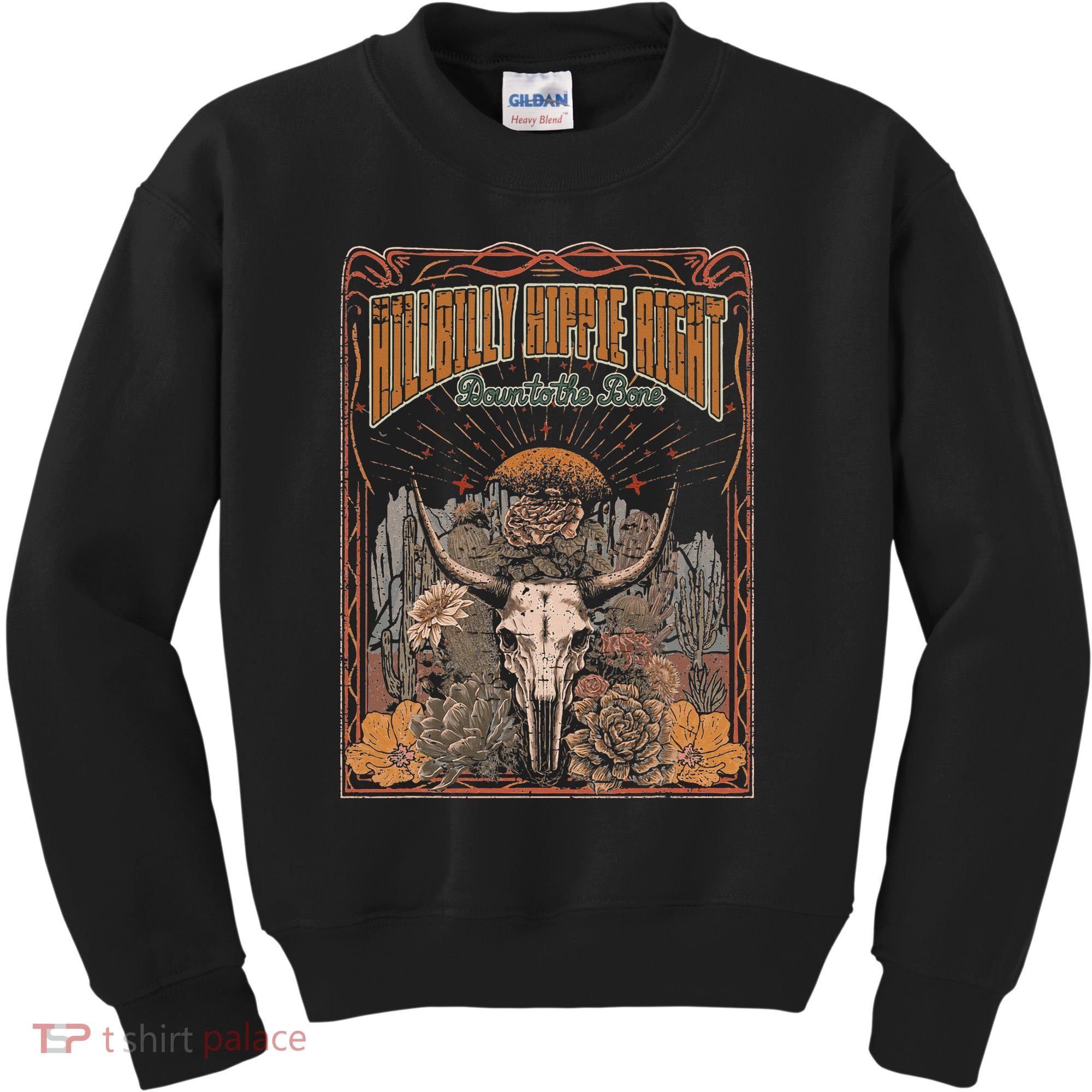 Hillbilly Hippie Right Down To The Bone Bullskull Country Kids Sweatshirt