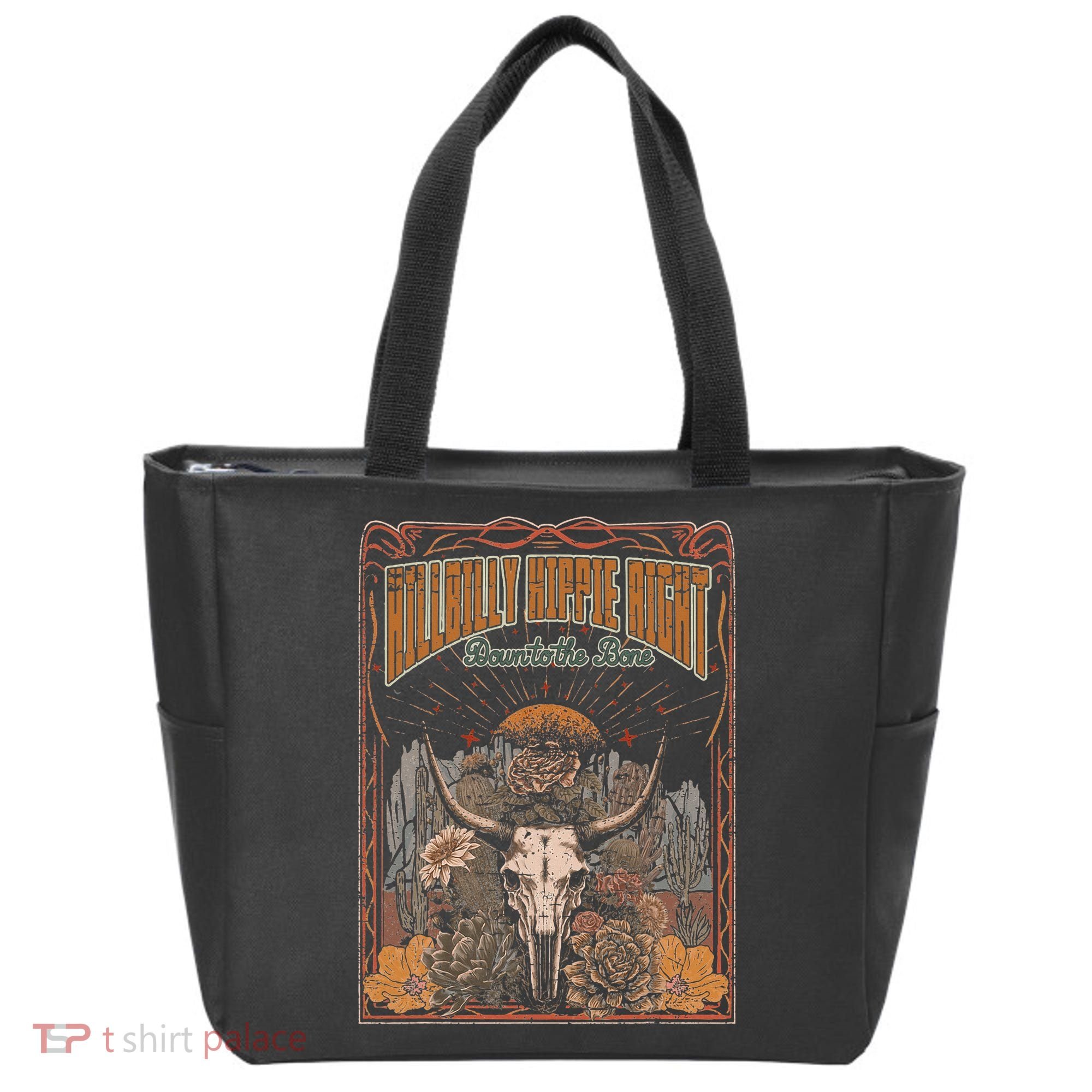 Hillbilly Hippie Right Down To The Bone Bullskull Country Tote Bag
