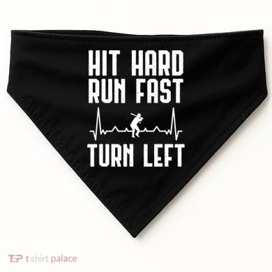 Hit Hard Run Fast Turn Left Baseball Player Technique Cute Gift USA-Made Doggie Bandana