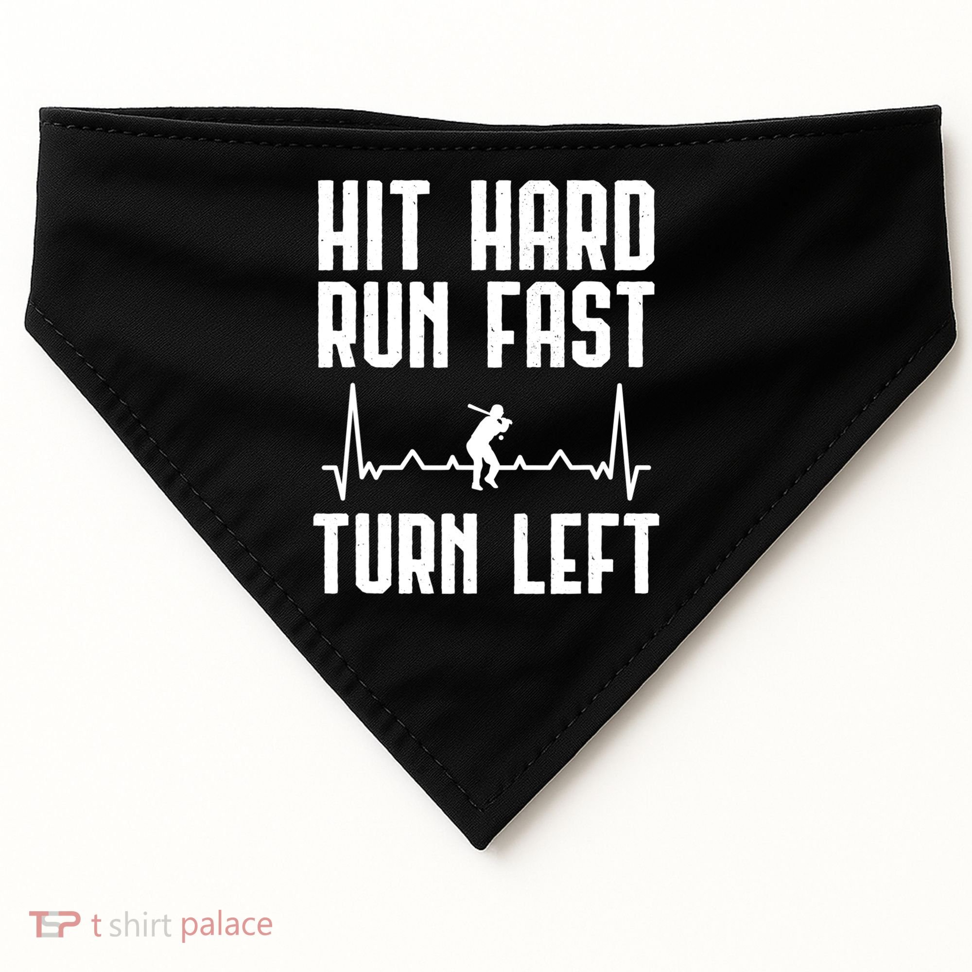 Hit Hard Run Fast Turn Left Baseball Player Technique Cute Gift USA-Made Doggie Bandana