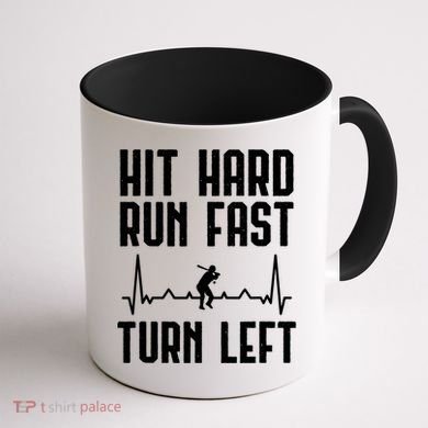 Hit Hard Run Fast Turn Left Baseball Player Technique Cute Gift Coffee Mug back