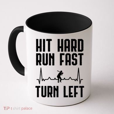 Hit Hard Run Fast Turn Left Baseball Player Technique Cute Gift Coffee Mug