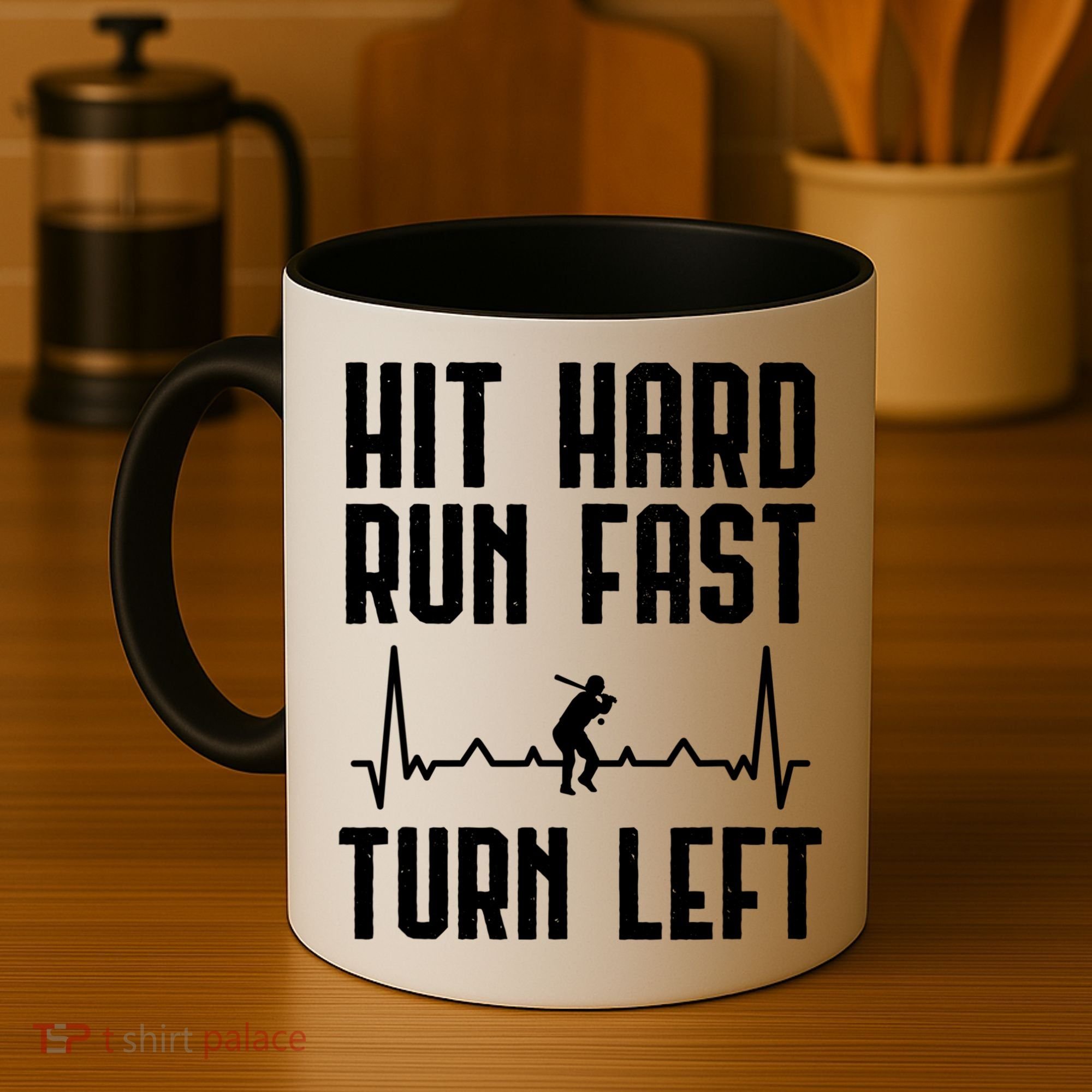 Hit Hard Run Fast Turn Left Baseball Player Technique Cute Gift Coffee Mug