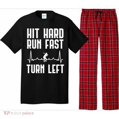 Hit Hard Run Fast Turn Left Baseball Player Technique Cute Gift Pajama Set