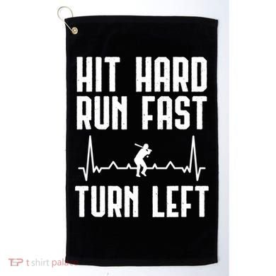 Hit Hard Run Fast Turn Left Baseball Player Technique Cute Gift Golf Towel