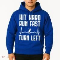 Hit Hard Run Fast Turn Left Baseball Player Technique Cute Gift Hoodie thumb 2