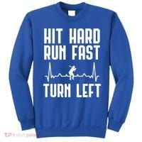 Hit Hard Run Fast Turn Left Baseball Player Technique Cute Gift Sweatshirt thumb 0