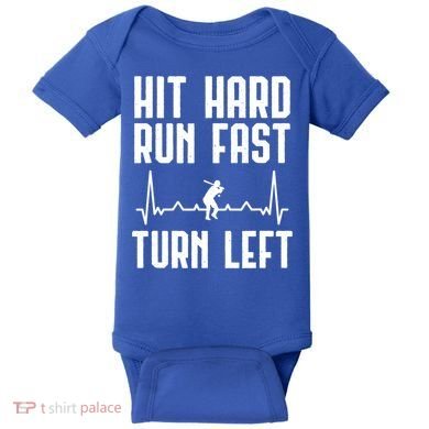 Hit Hard Run Fast Turn Left Baseball Player Technique Cute Gift Baby Bodysuit