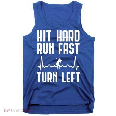 Hit Hard Run Fast Turn Left Baseball Player Technique Cute Gift Tank Top