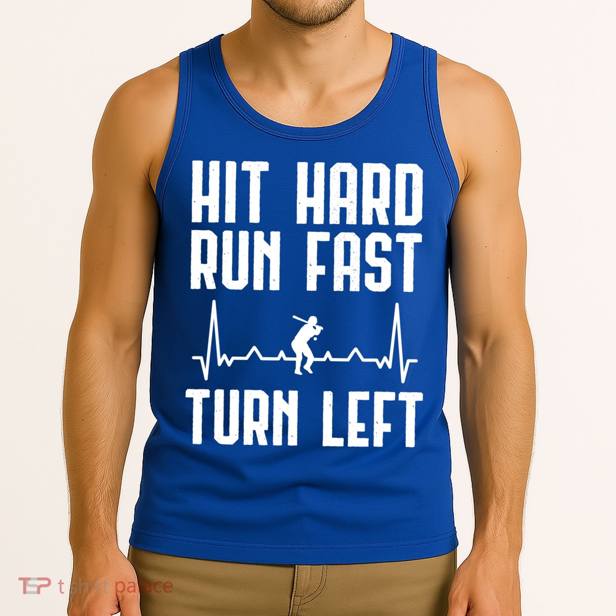 Hit Hard Run Fast Turn Left Baseball Player Technique Cute Gift Tank Top