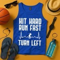 Hit Hard Run Fast Turn Left Baseball Player Technique Cute Gift Tank Top thumb 4