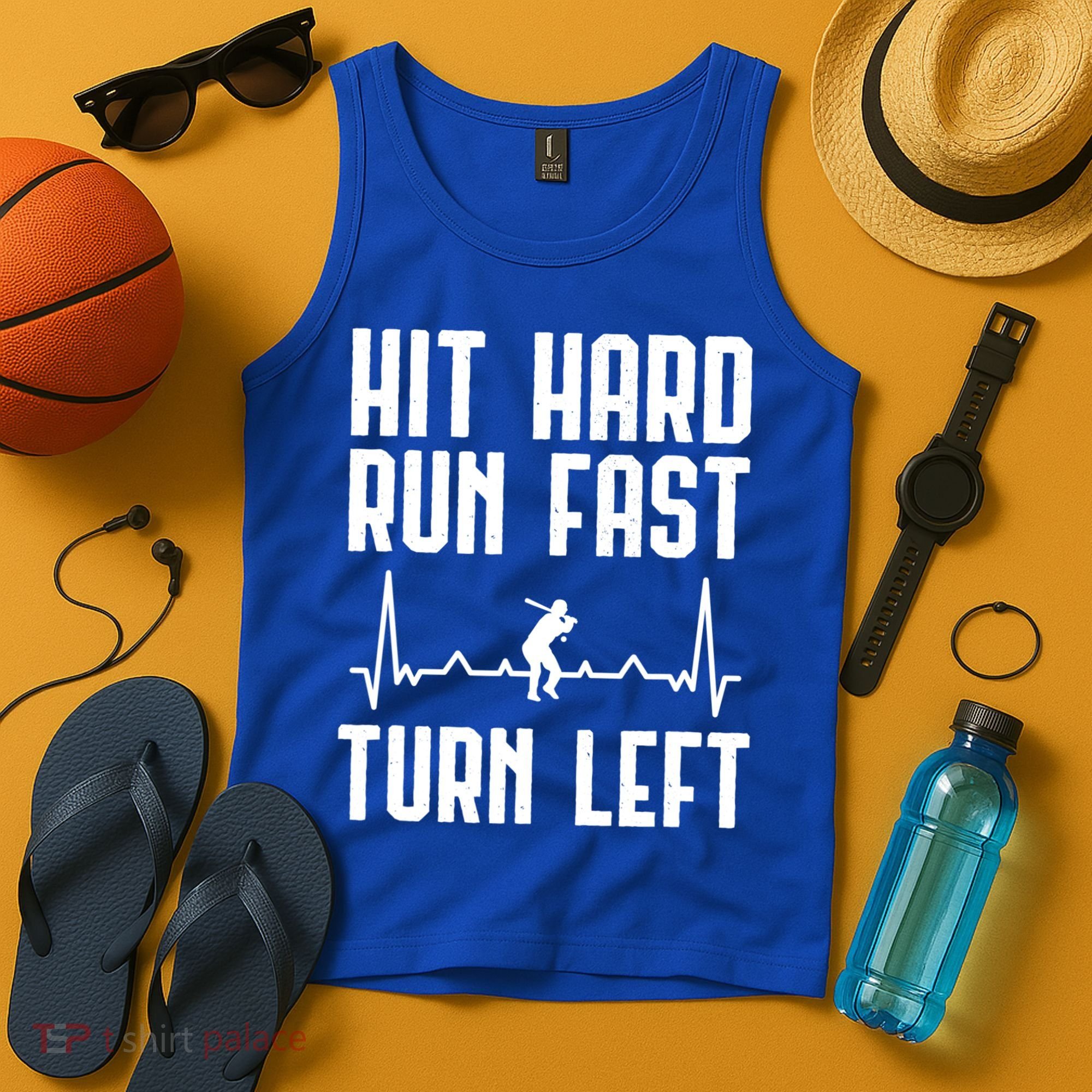 Hit Hard Run Fast Turn Left Baseball Player Technique Cute Gift Tank Top