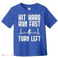 Hit Hard Run Fast Turn Left Baseball Player Technique Cute Gift Toddler T-Shirt thumb 0