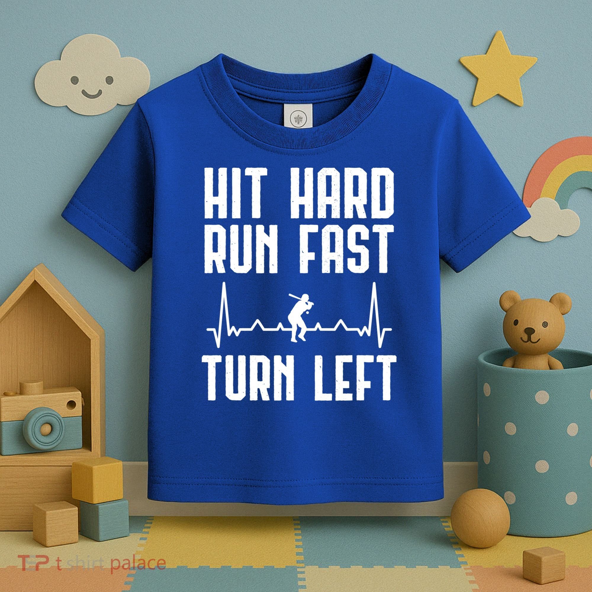 Hit Hard Run Fast Turn Left Baseball Player Technique Cute Gift Toddler T-Shirt